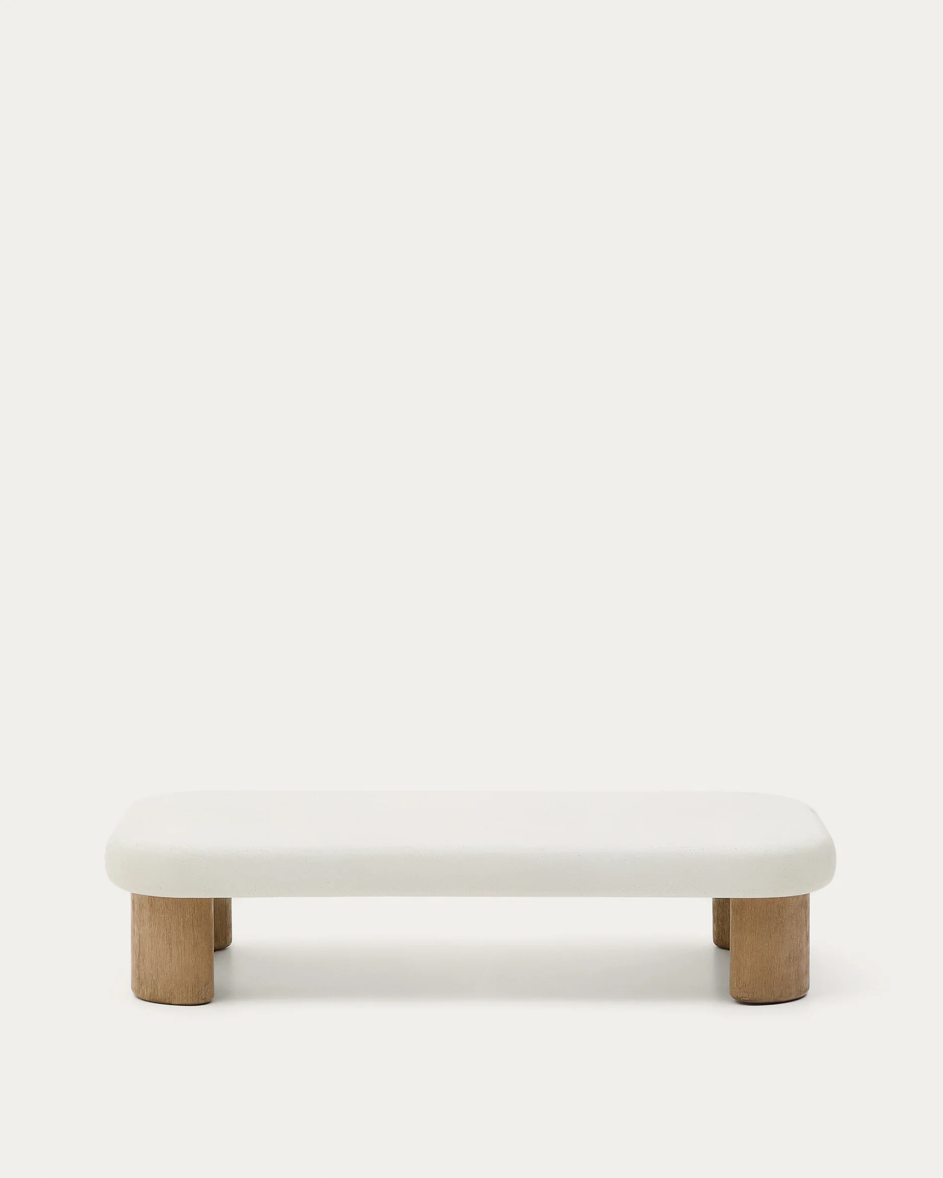 Labra coffee table in cement and acacia wood 140 x 70cm