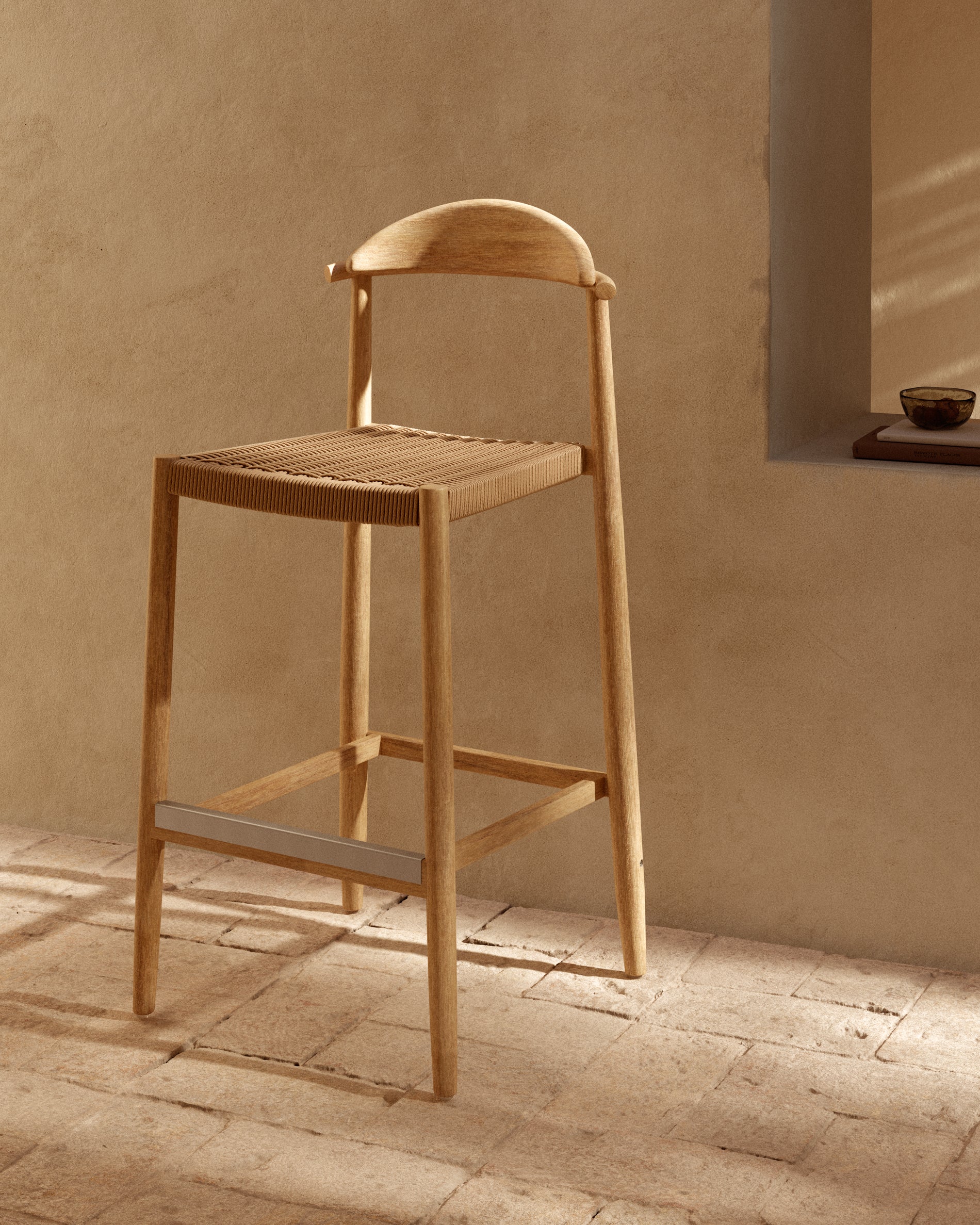 Nina stool in solid acacia wood, height 76 cm FSC 100%