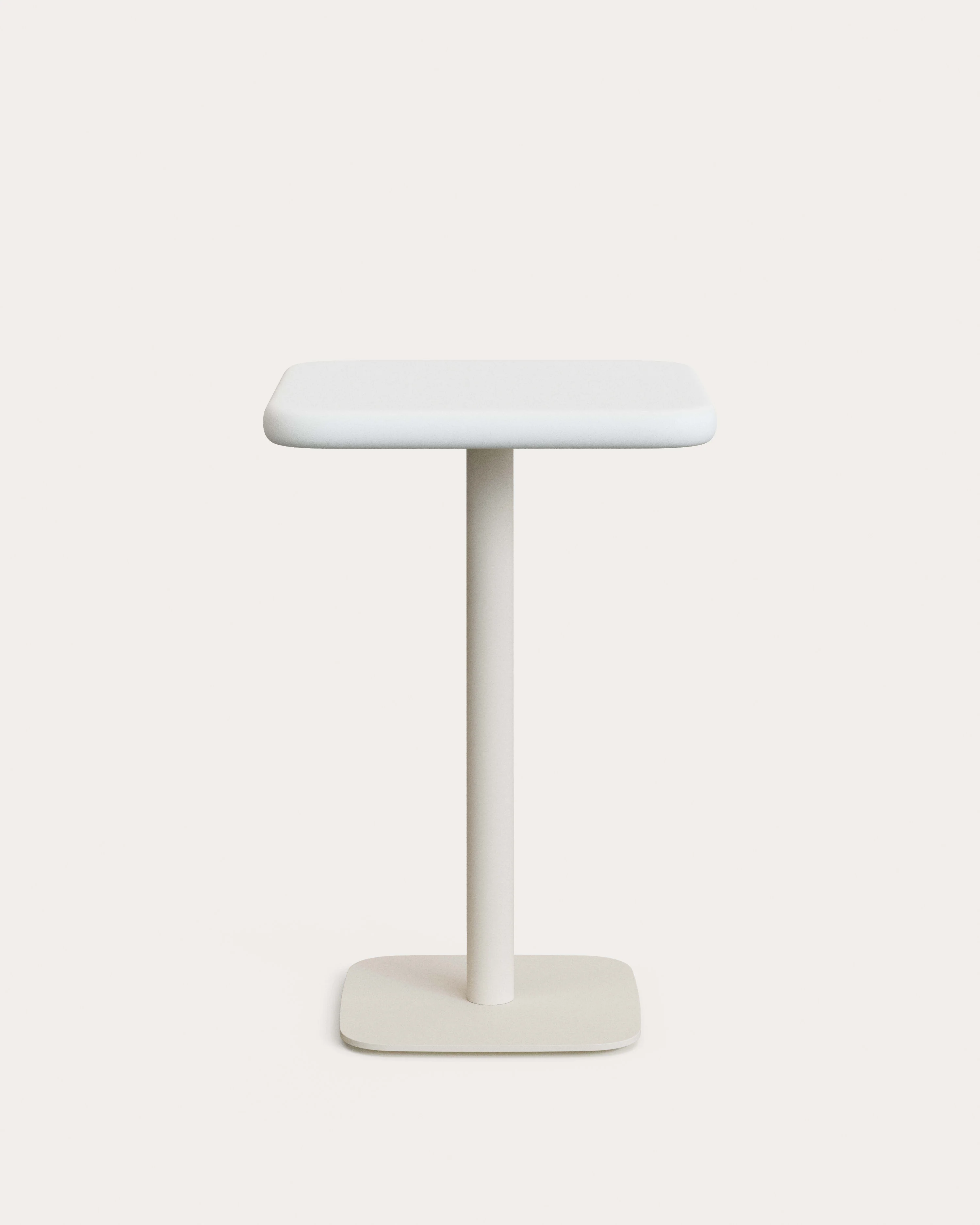 Dina outdoor tall table with white cement top 70x70cm and white steel base 48x48x96cm