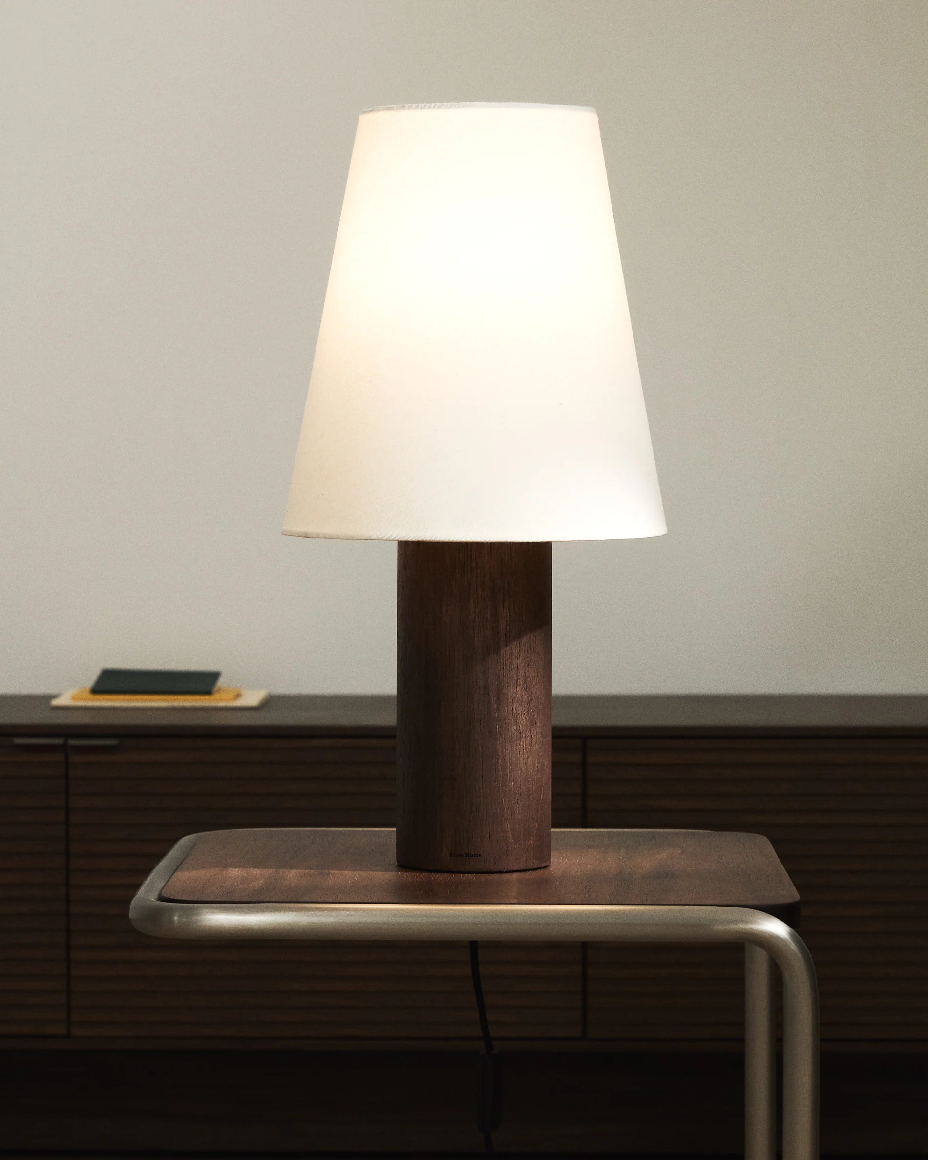 Marga table lamp made from solid rubber wood with dark finish