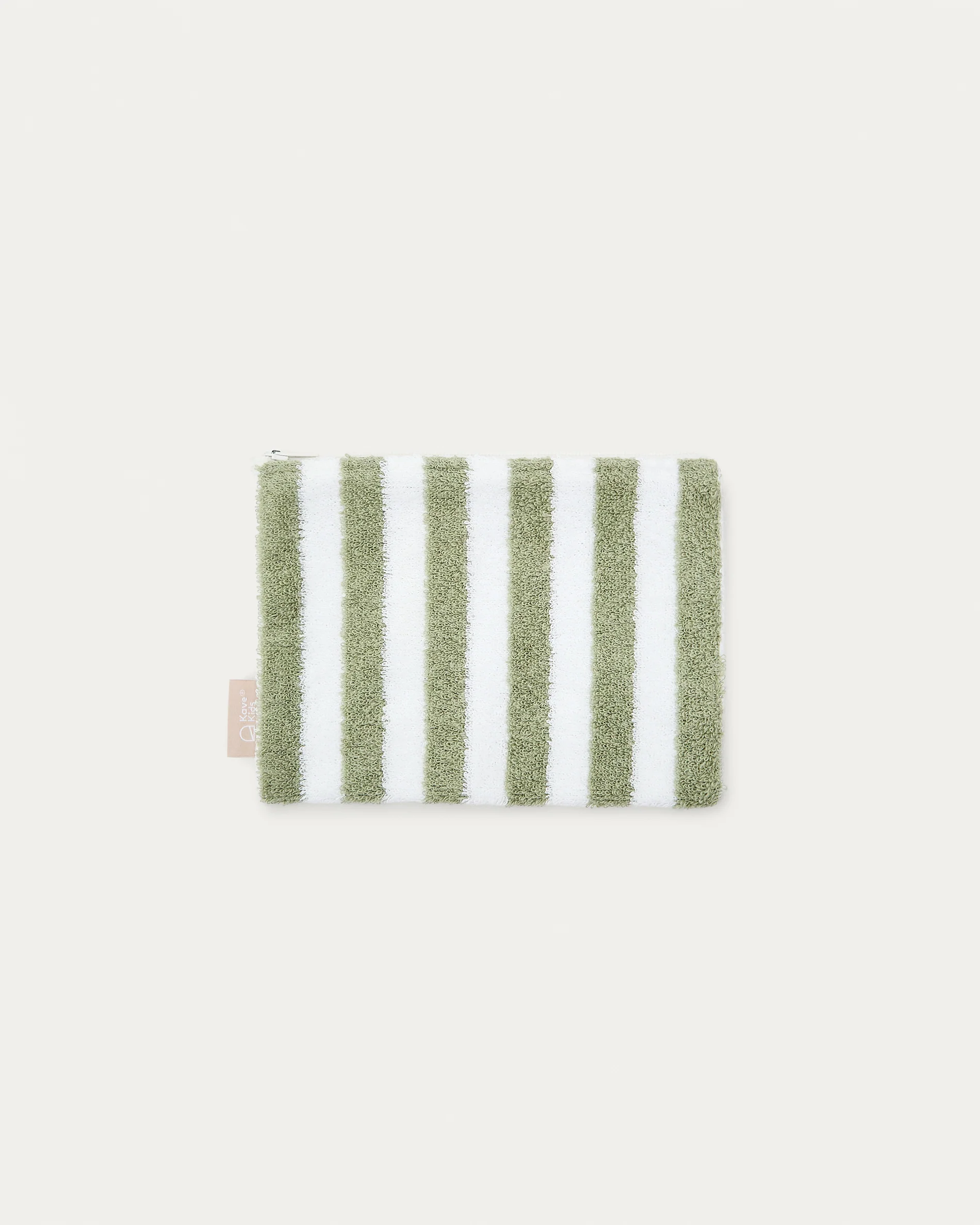 Nuni cotton toiletries bag with green and white stripes