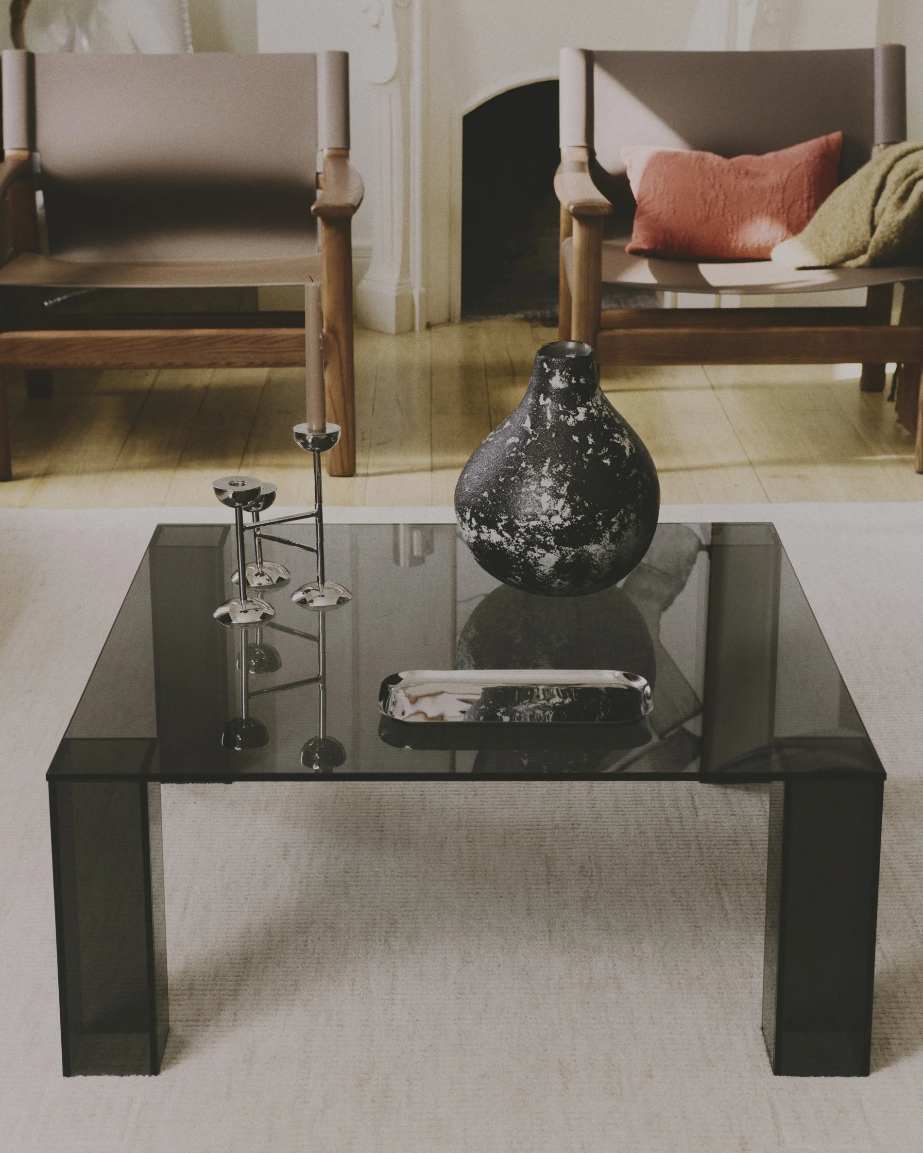 Adularia dark-grey, tempered-glass side table, 85 x 85 cm