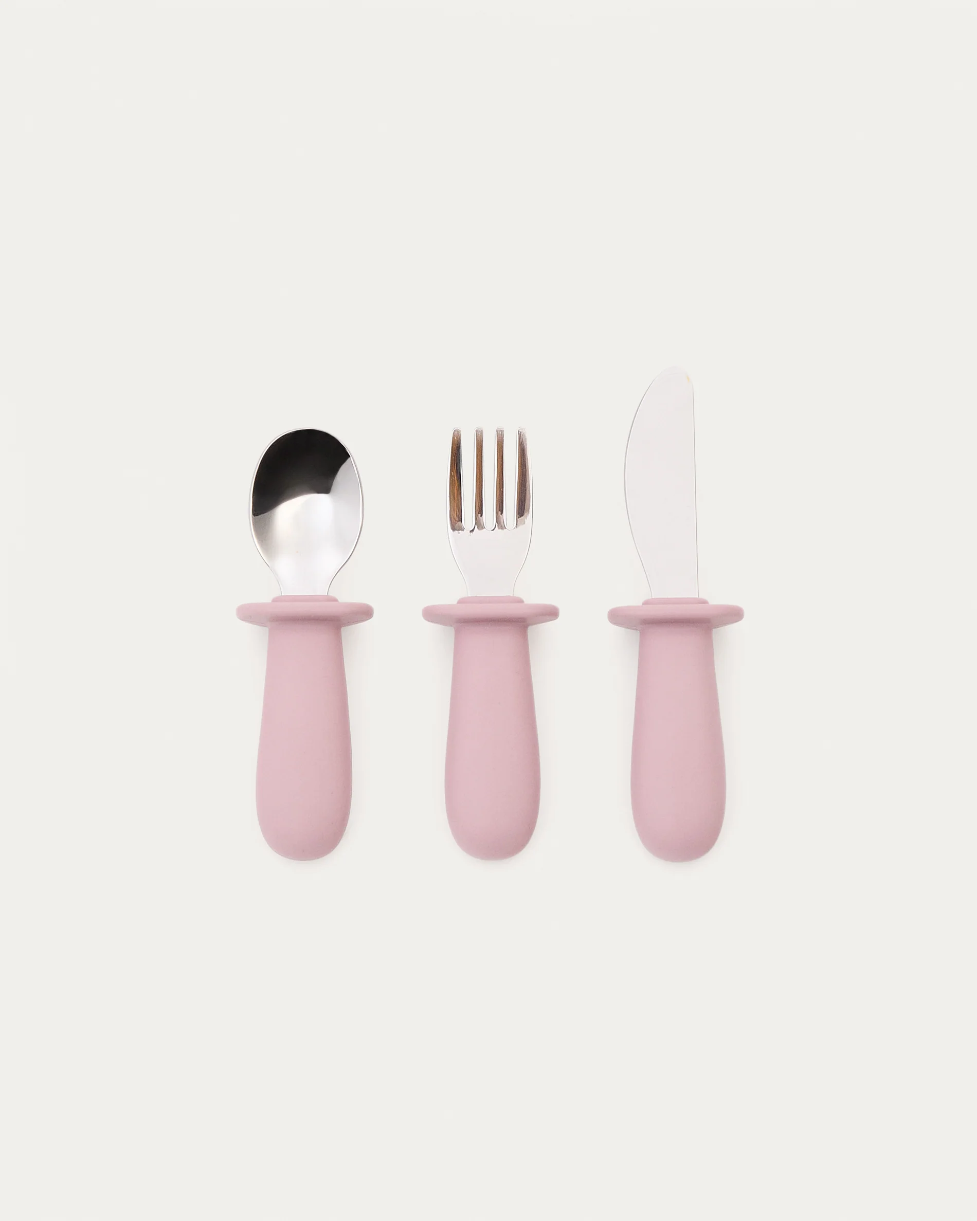 Lili knife, fork and spoon set in pink silicone