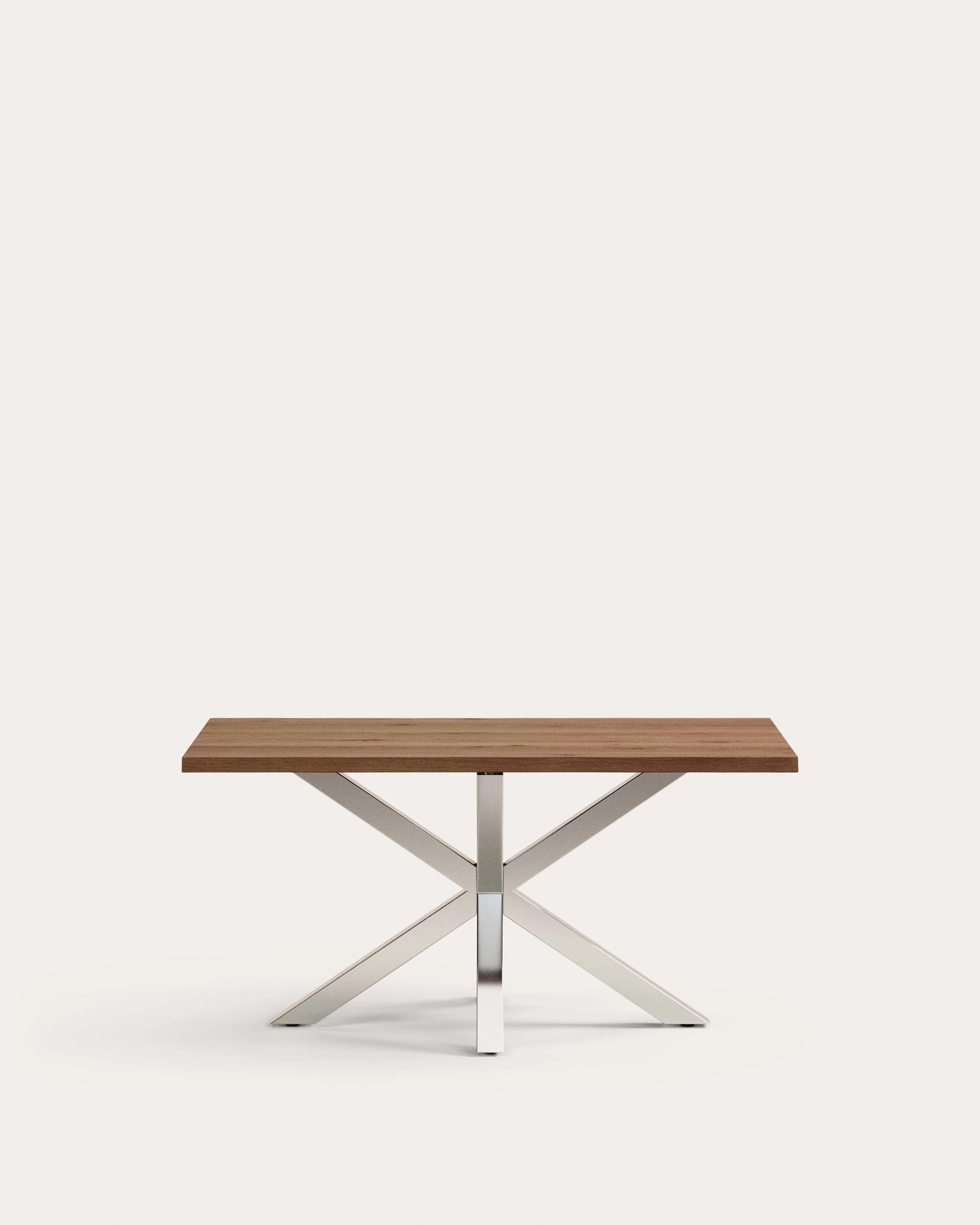 Argo table in aged oak veneer and stainless-steel legs 160 x 90 cm