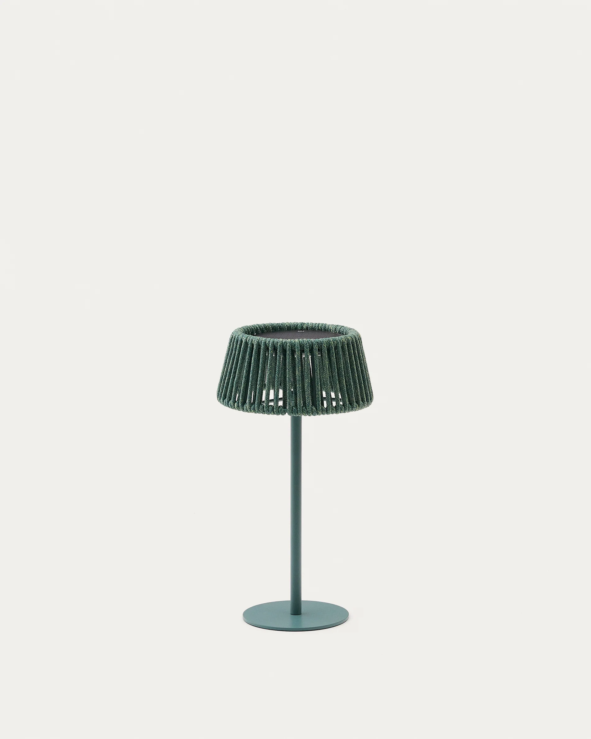 Aldet outdoor solar table lamp in turquoise rope cord
