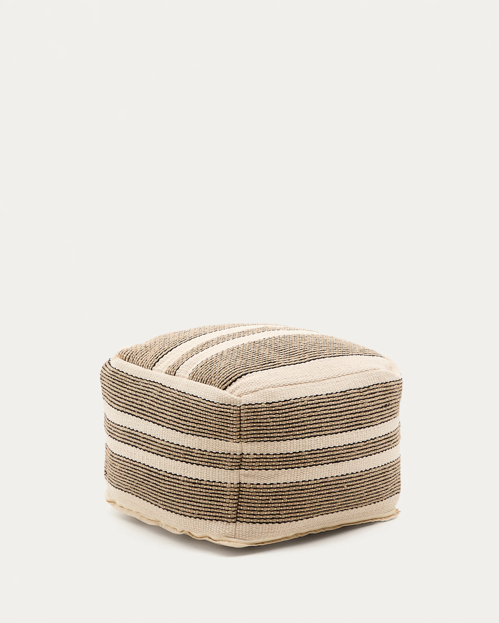 Aylin beige jute-embroidered cotton pouf 60 x 60 cm