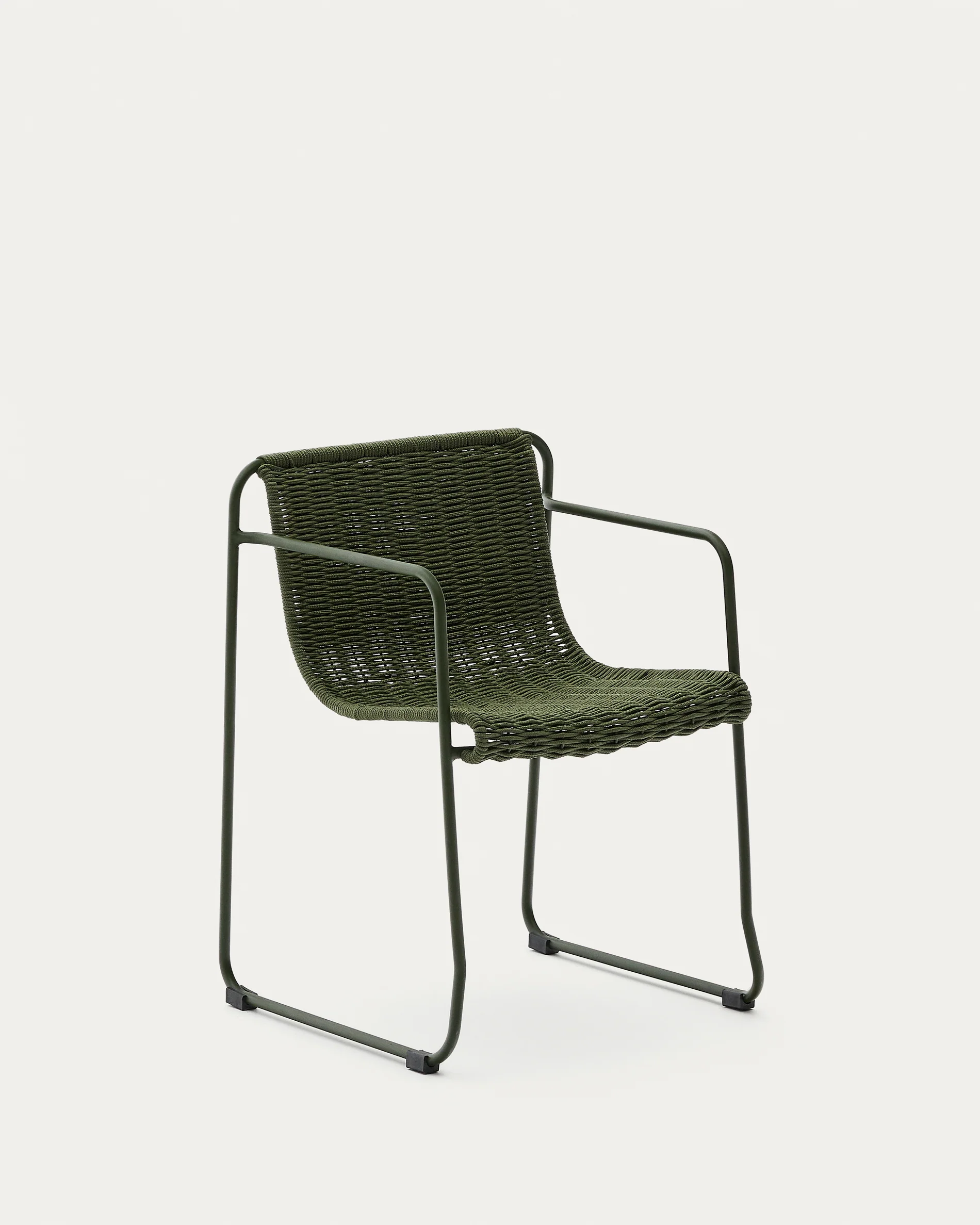 Maurina chair in green galvanised steel and green rope cord