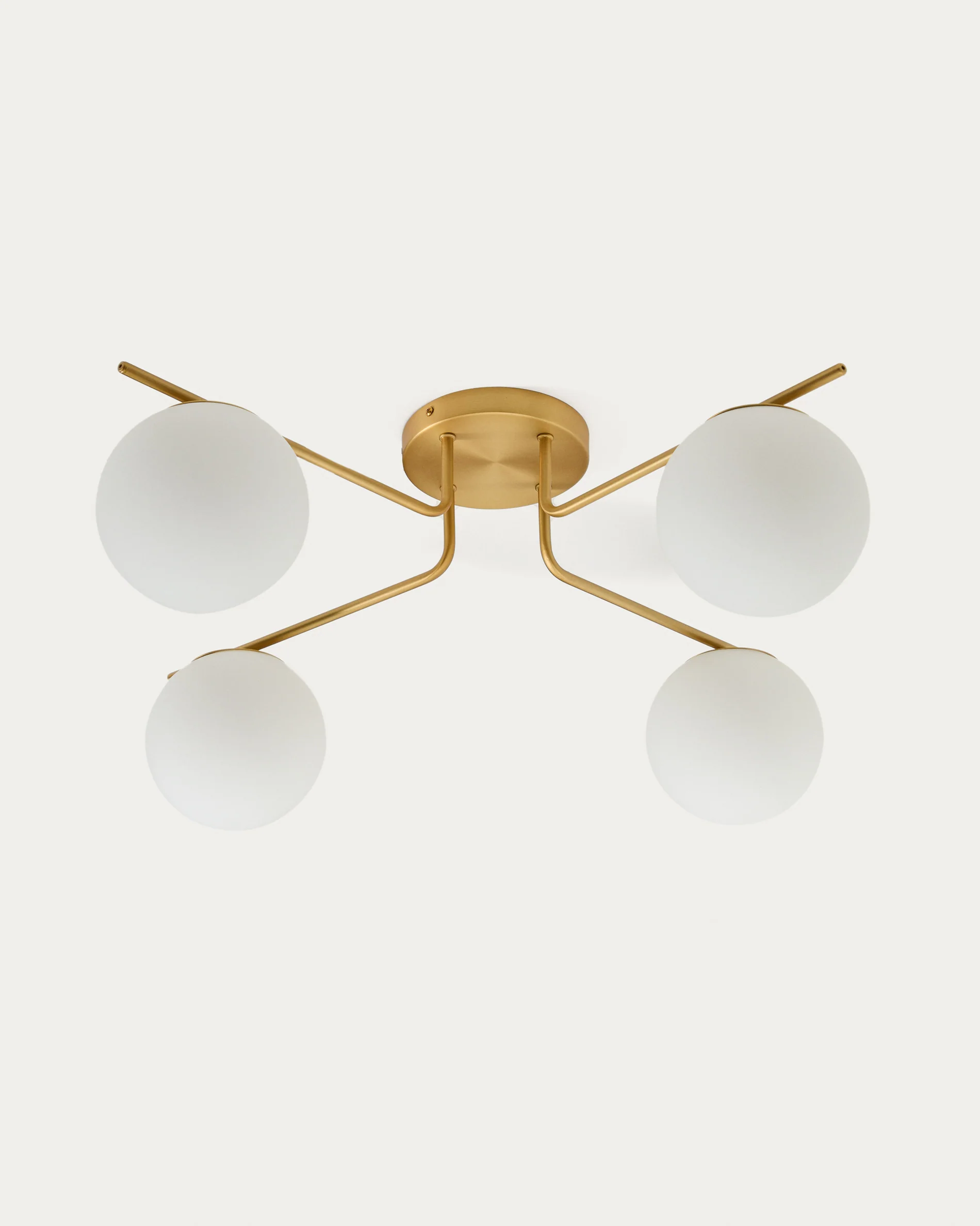 Brisia metal ceiling lamp with brushed brass finish and 4 frosted glass balls Ø15cm