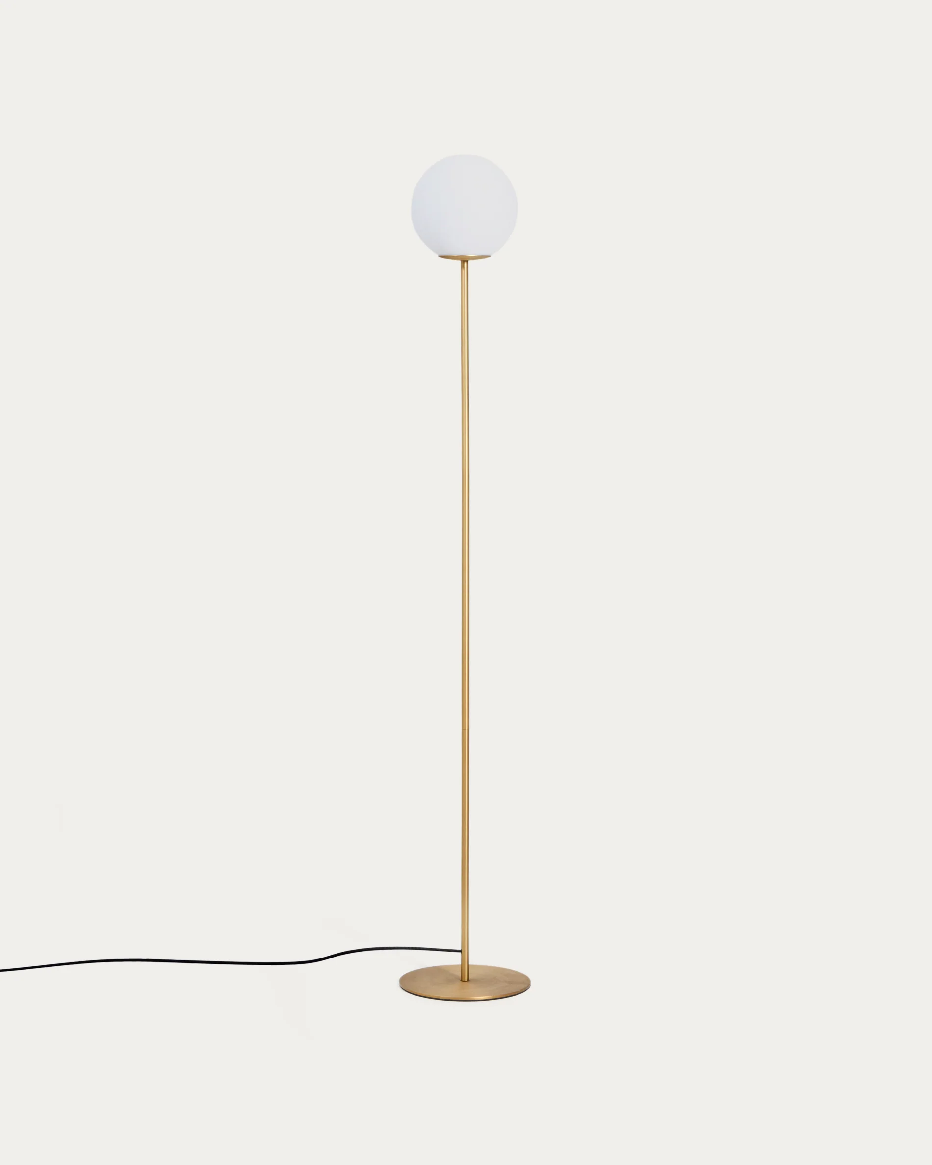 Brisia metal floor lamp with brushed brass finish and 1 frosted glass ball Ø25cm