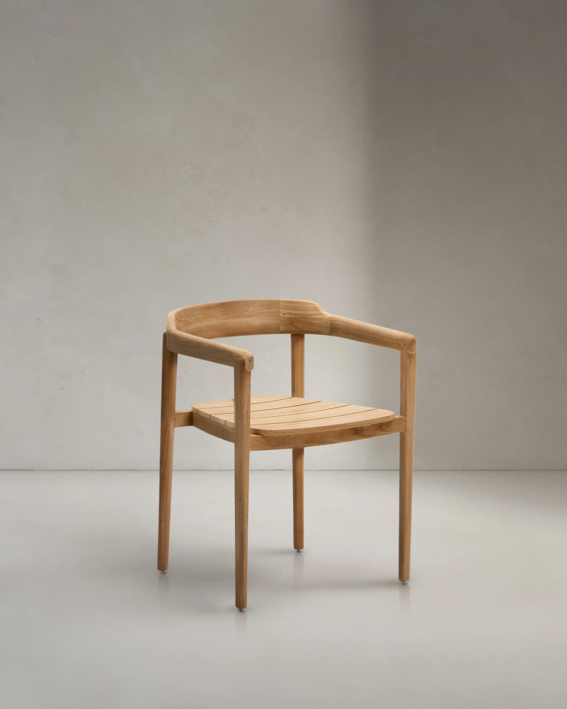 Icaro stackable solid teak wood chair in a natural finish, FSC 100%