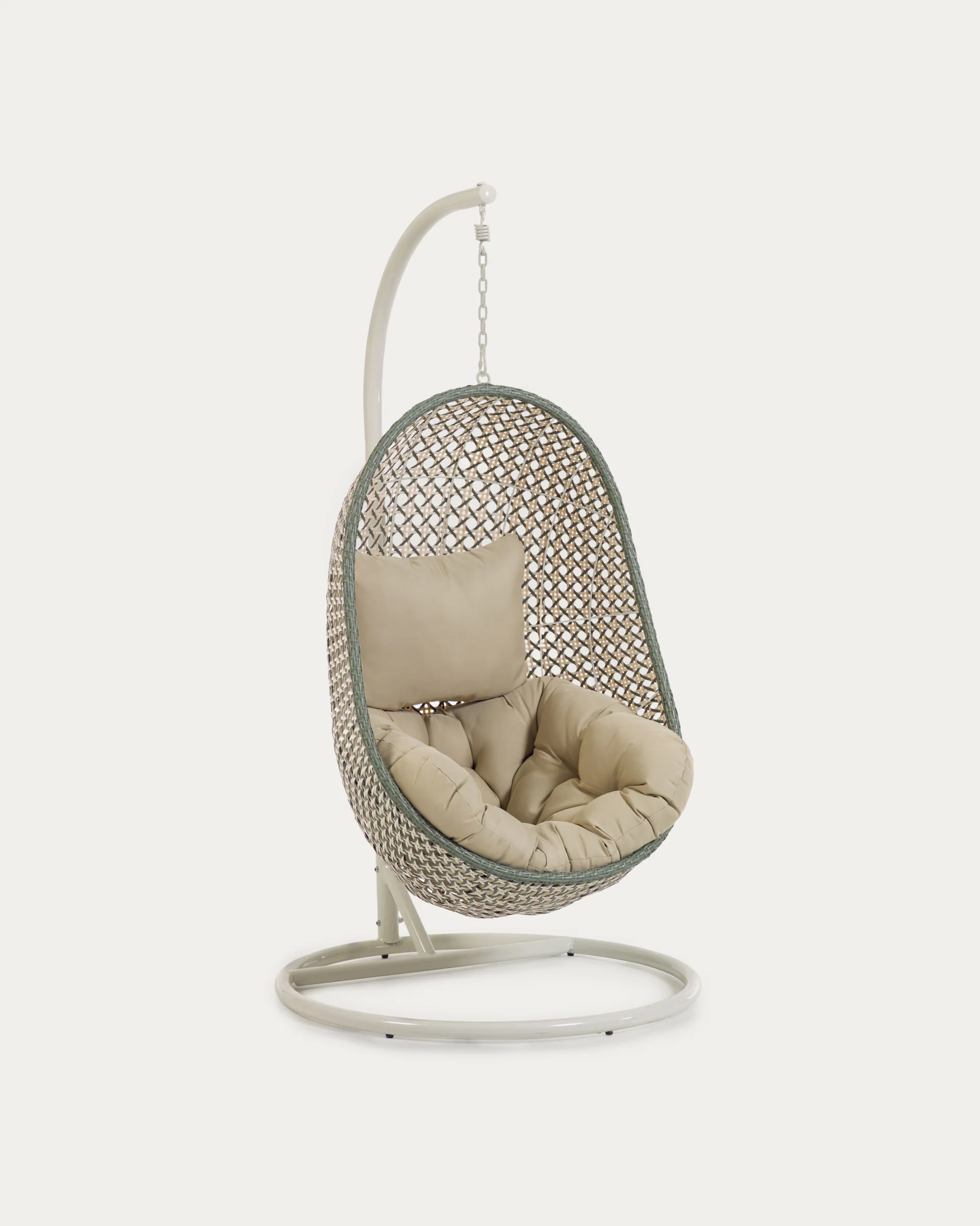 Hanging armchair with light grey Cira multicolour base