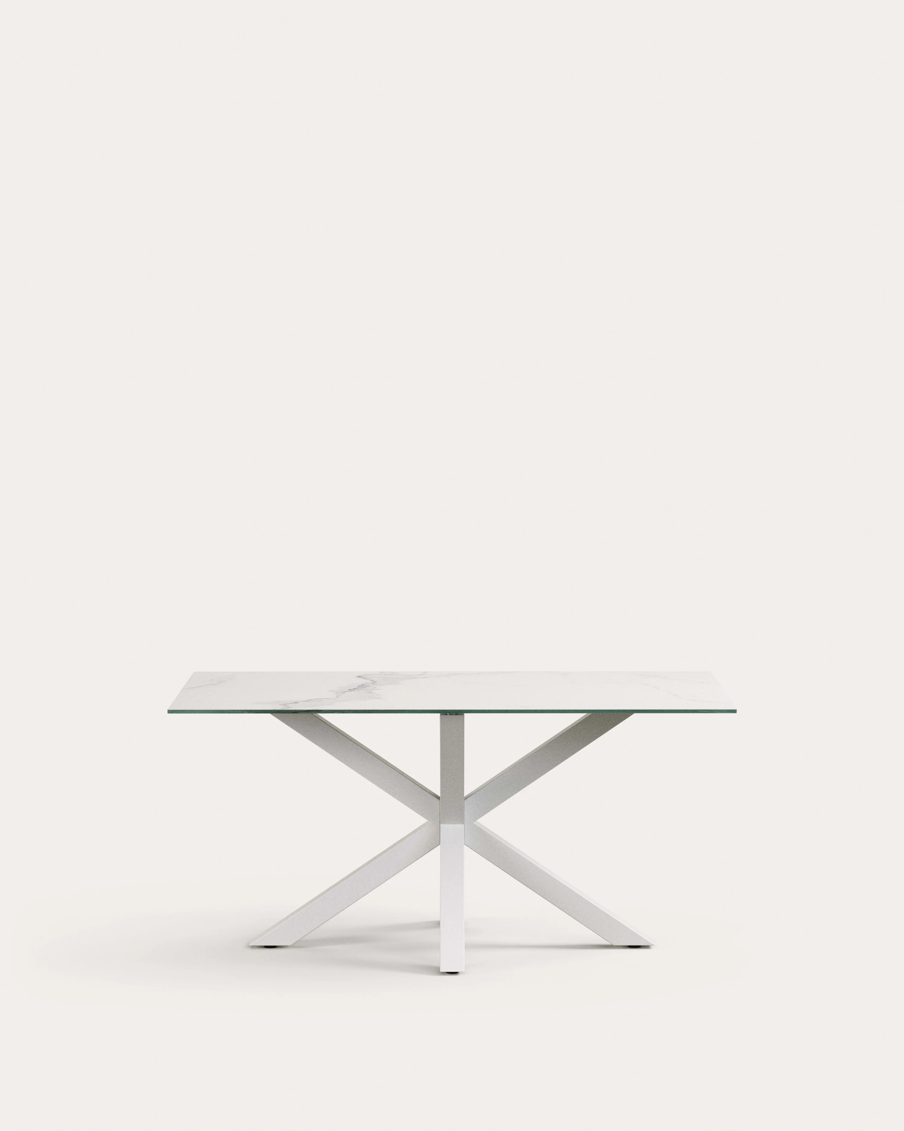 Argo table in white Kalos porcelain and steel legs with white finish, 160 x 90 cm