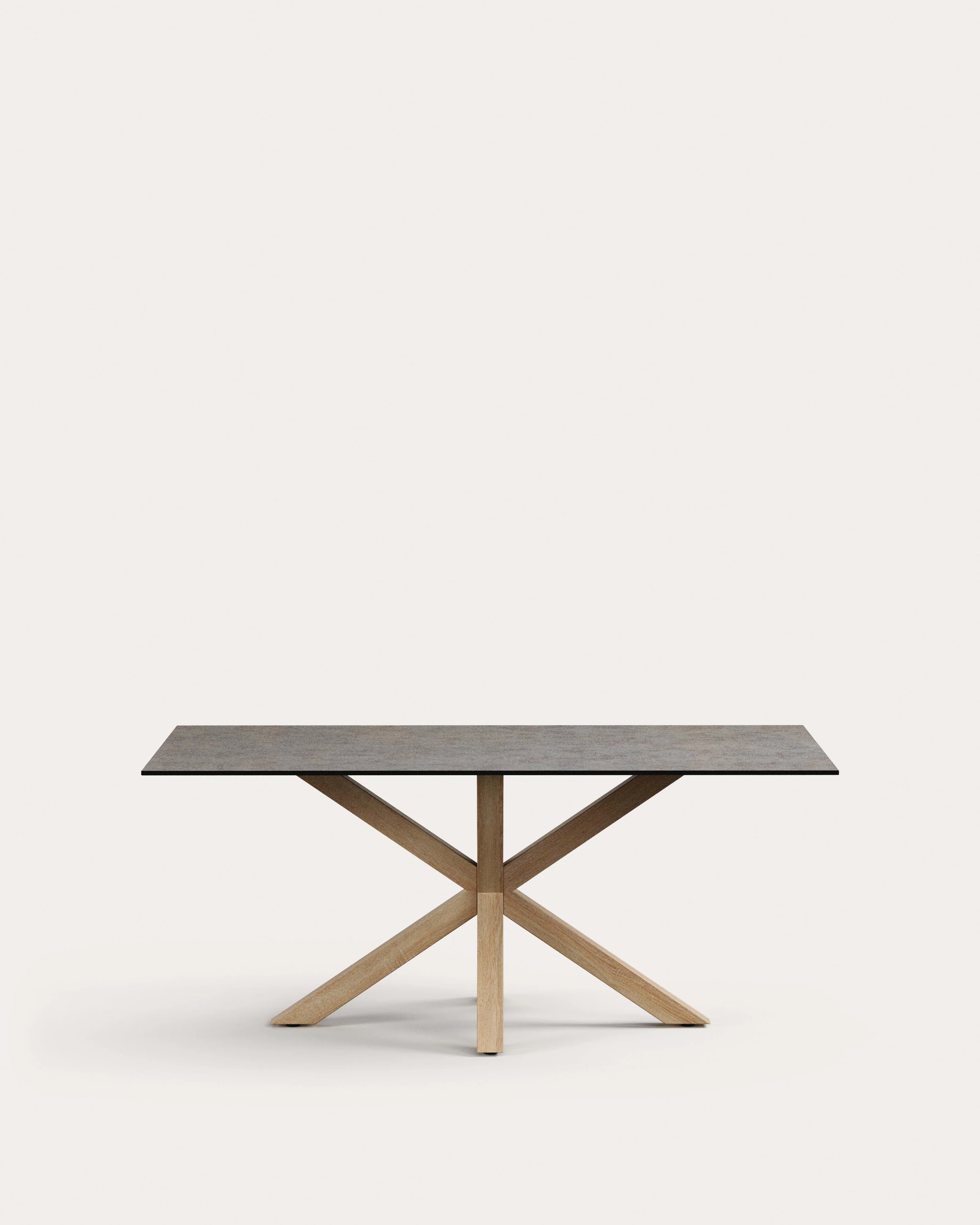 Argo table in Iron Moss porcelain and wood-effect steel legs, 180 x 100 cm