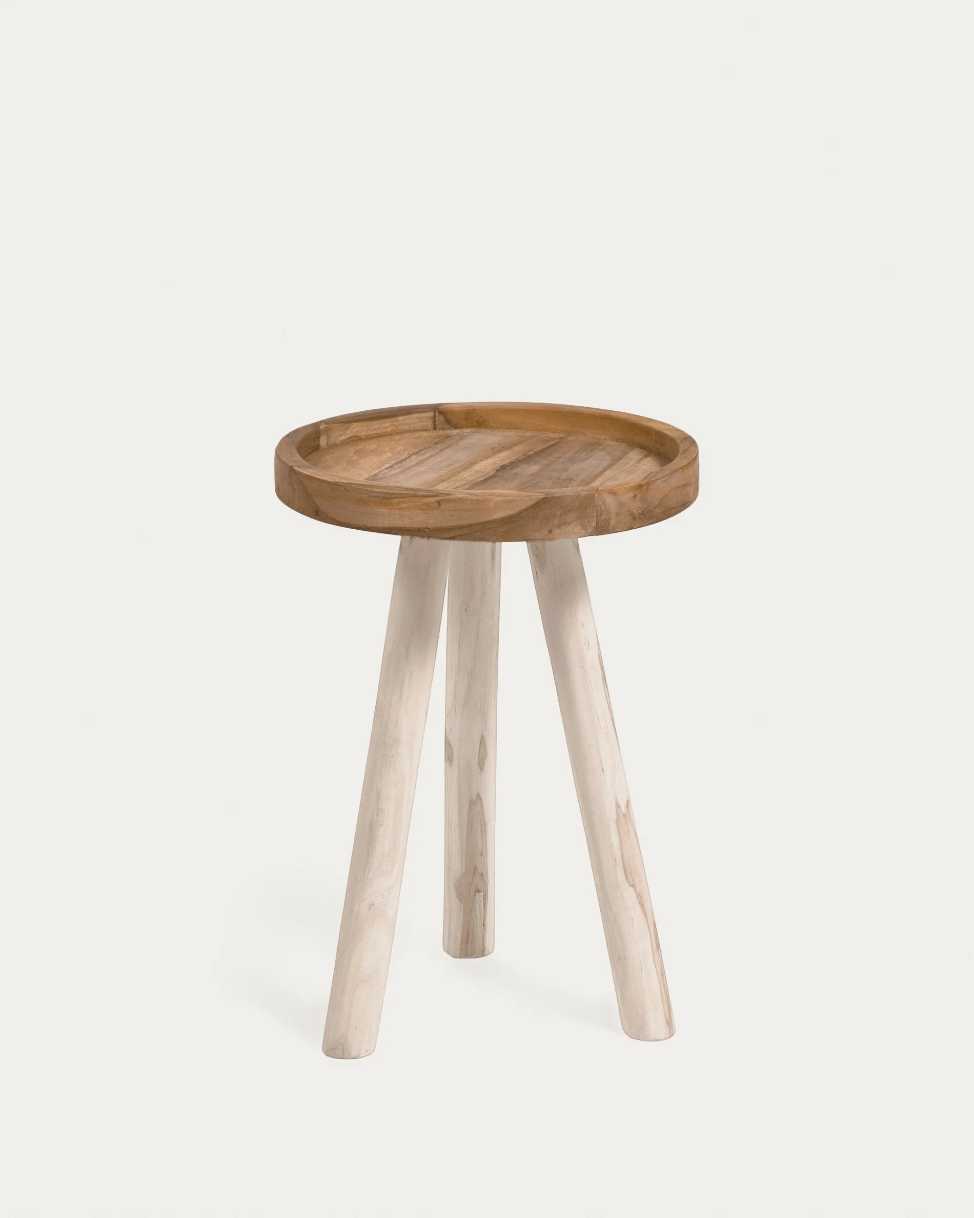 Glenda round solid teak wood side table, Ø 35 cm