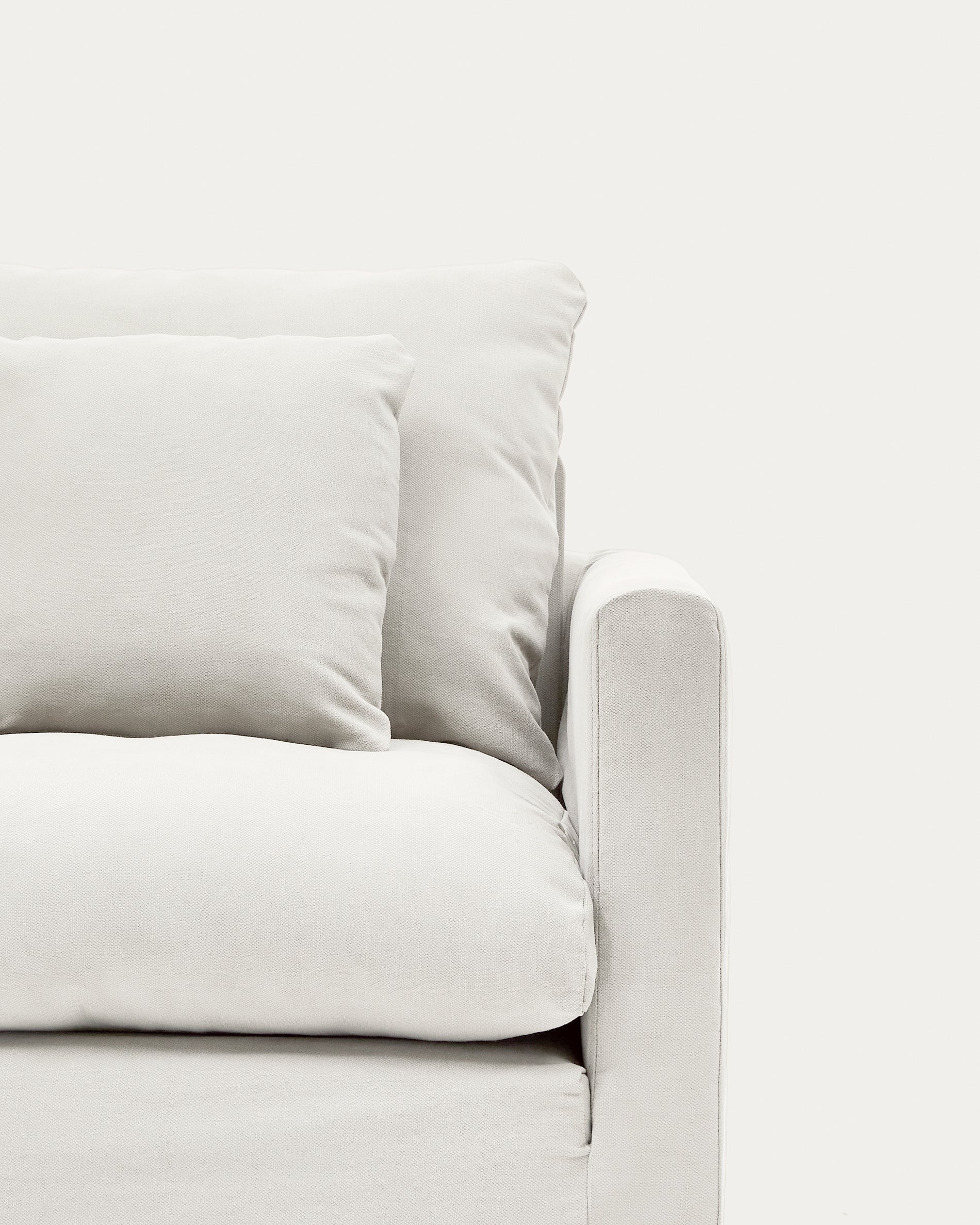 Nora armchair cover in ecru linen and cotton 92cm