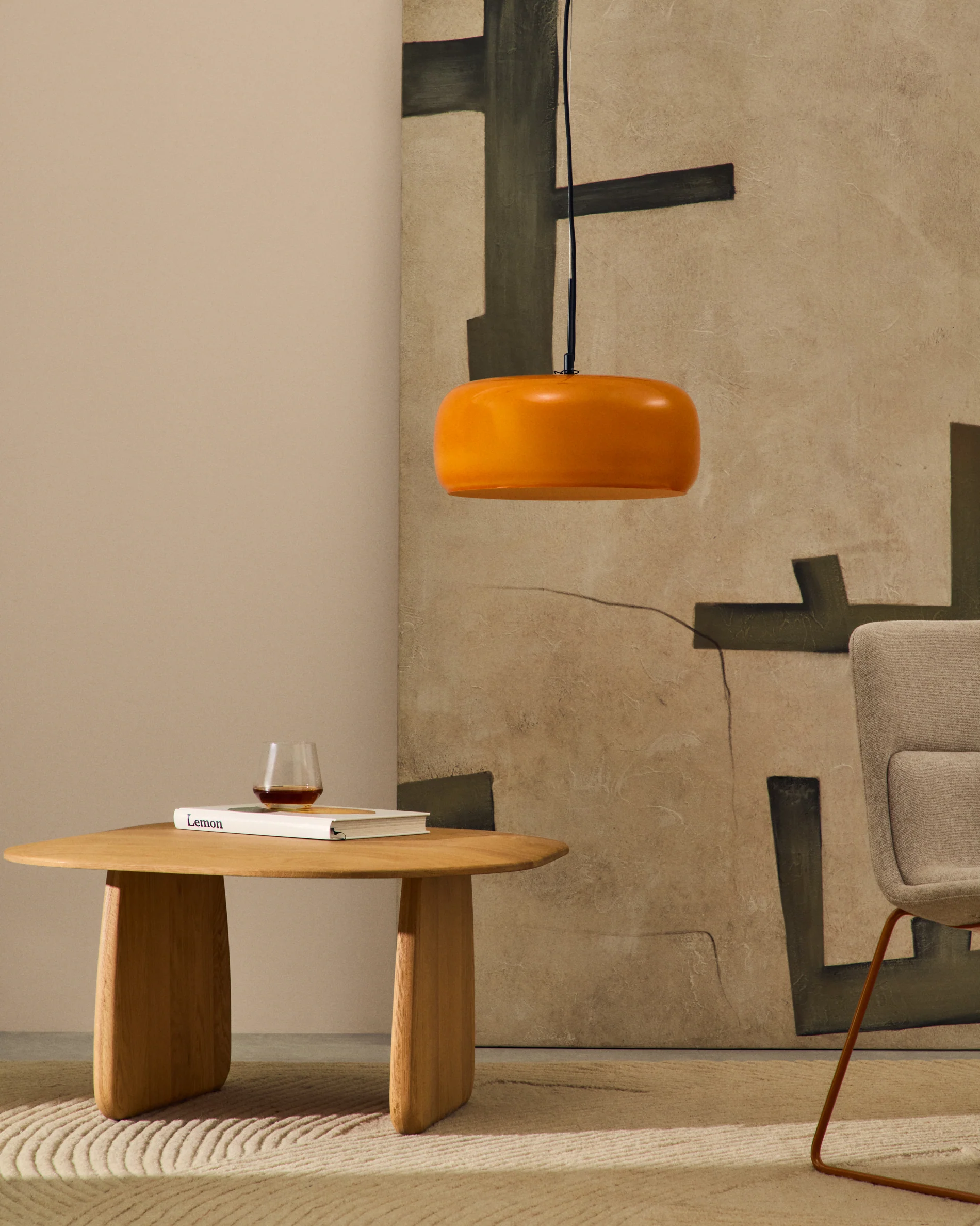 Reig orange glass ceiling lamp, Ø 38 cm