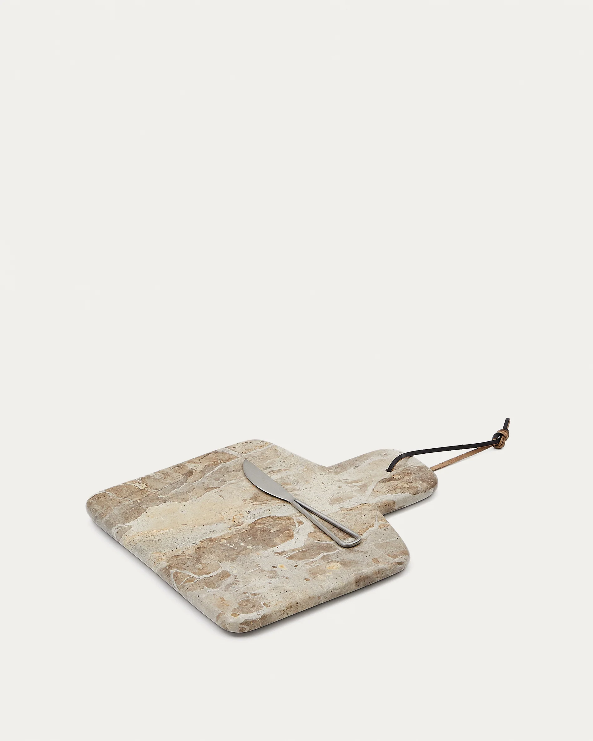 Emilse large cutting board and beige marble knife set