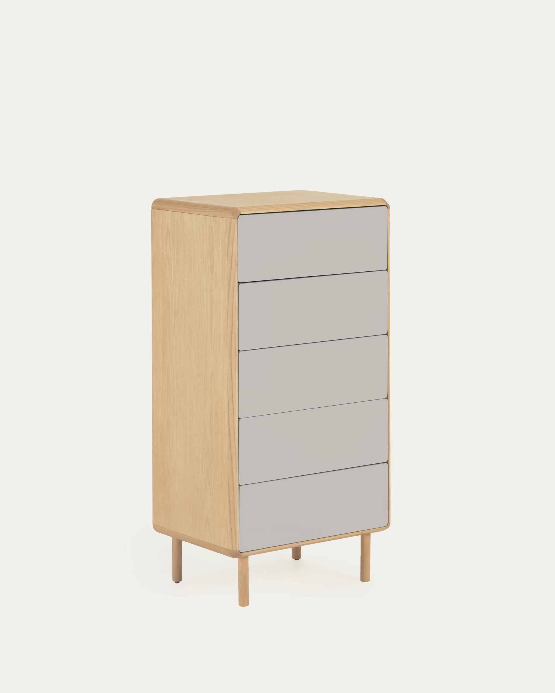 Anielle solid and ash veneer chest of five drawers 60 x 117 cm