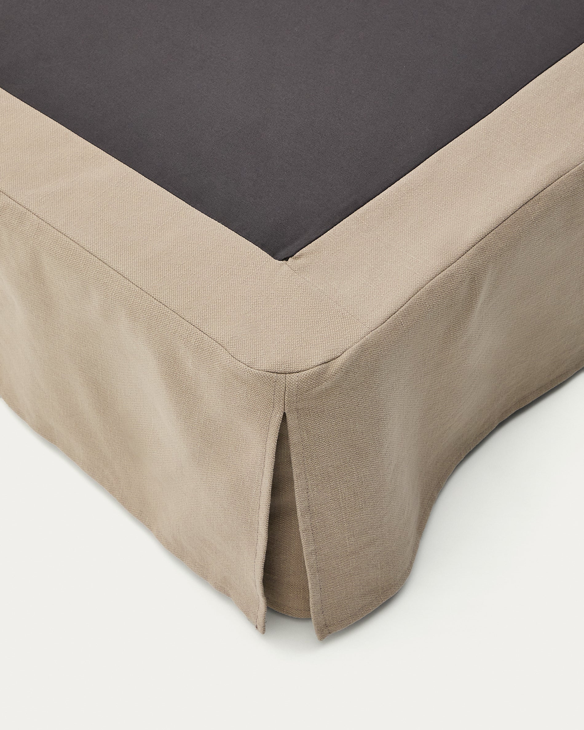 Jaira base with removable linen and cotton cover in taupe for a 150 x 190 cm mattress