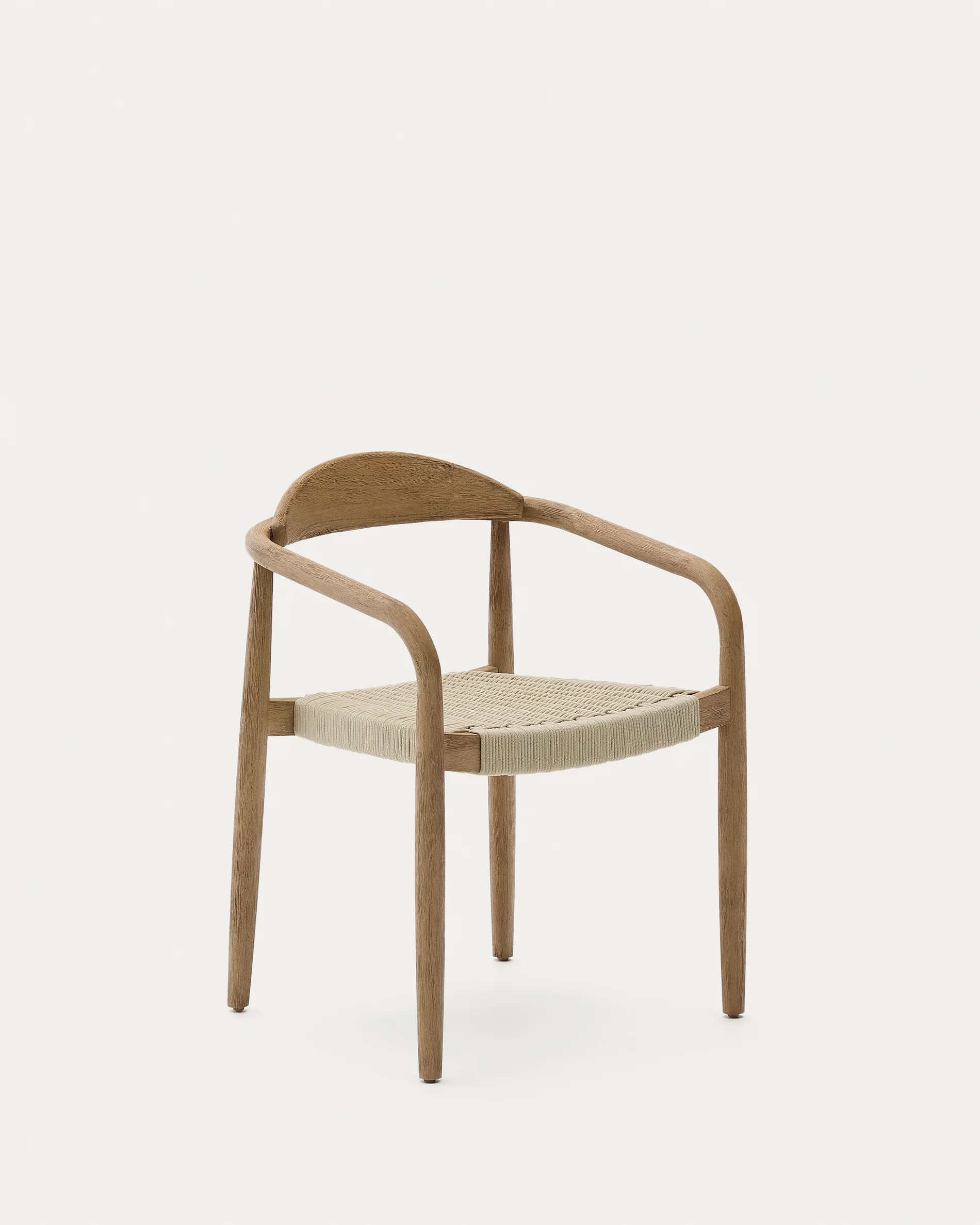 Nina stackable chair made of FSC 100% solid acacia wood and ecru rope cord