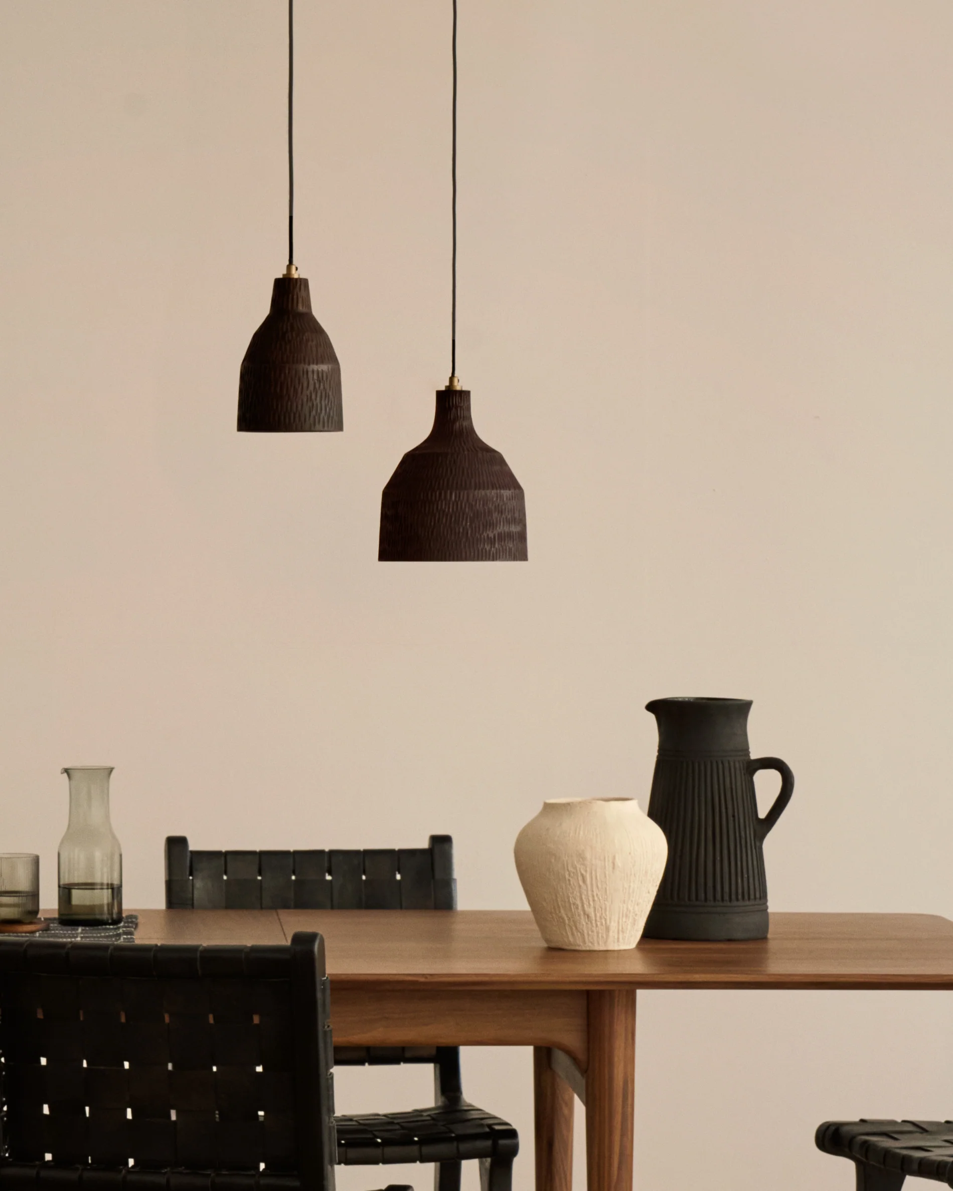 Amire elongated wooden ceiling lamp in a brown finish Ø 15 cm
